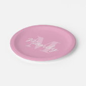 Schattige uitziende cursieve naam & monogram | Roz Papieren Bordje (Gekanteld)