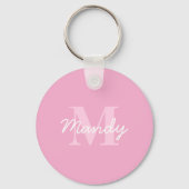 Schattige uitziende cursieve naam & monogram | Roz Sleutelhanger (Achterkant)