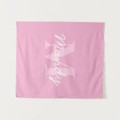 Schattige uitziende cursieve naam & monogram | Roz Wandkleed (Voorkant (horizontaal))