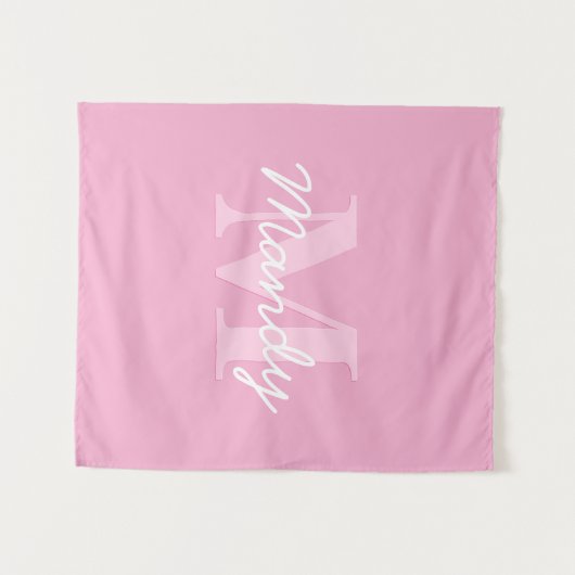 Schattige uitziende cursieve naam & monogram | Roz Wandkleed (Voorkant (horizontaal))