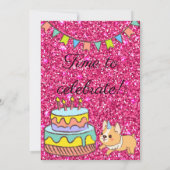 Schattige Unicorgi Glitter verjaardagsuitnodiging Kaart (Achterkant)