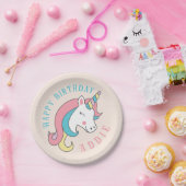 Schattige Unicorn aangepast verjaardagsontwerp Papieren Bordje (Feest)