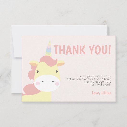 Schattige Unicorn Bedankt voor je kaarten (Voorkant)