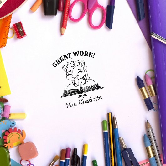 Schattige Unicorn Custom Teacher Classroom Geweldi Rubberstempel