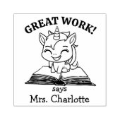 Schattige Unicorn Custom Teacher Classroom Geweldi Rubberstempel (Afrduk)