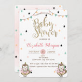 Schattige Unicorn, de Uitnodiging van het Baby sho (Voorkant / Achterkant)