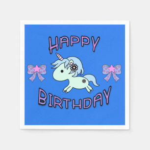 Schattige Unicorn Happy Birthday Ribbon Star Servet