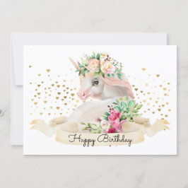 Schattige Unicorn Illustratie Kinder Happy Birthda Kaart