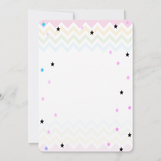 Schattige Unicorn, regenboogsterstars, uitnodiging (Achterkant)