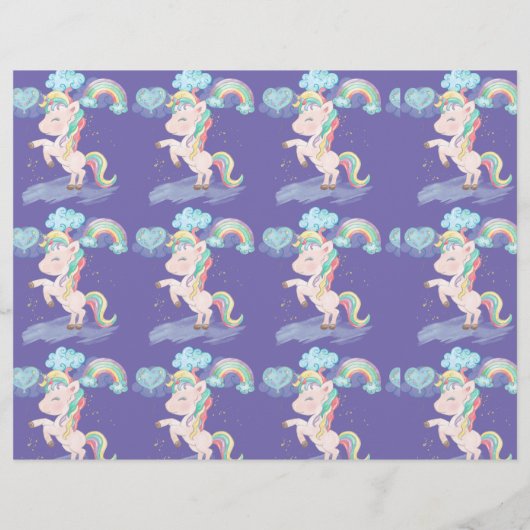 Schattige Unicorns, regenbogen, plakboekpapier Flyer (Achterkant)
