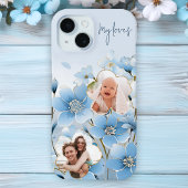 Schattige Uniek Blauw 2-foto's in Bloemvormen Case-Mate iPhone Case