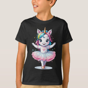 Schattige uniek en modern eenhoornballet en baller t-shirt