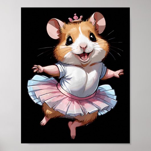 Schattige uniek en modern hamsterballet en balleri poster (Voorkant)