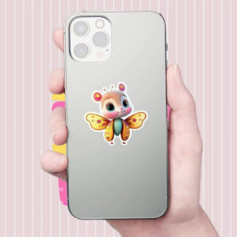 Schattige Uniek Meisje Vlinder Cartoon Graphic Sticker