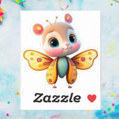 Schattige Uniek Meisje Vlinder Cartoon Graphic Sticker