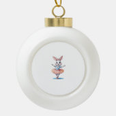 Schattige Uniek & Modern Bunny Rabbit Ballet & Bal Keramische Bal Ornament (Voorkant)