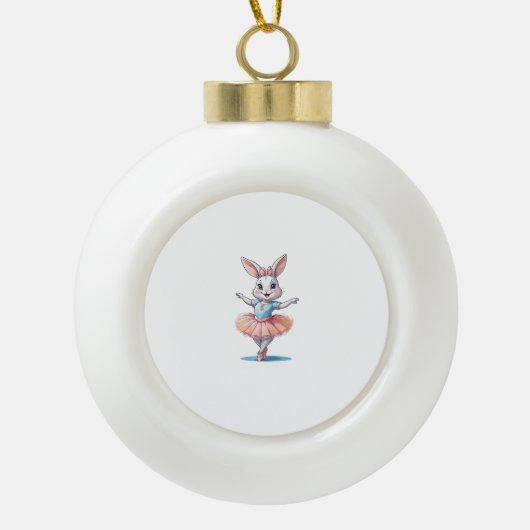Schattige Uniek & Modern Bunny Rabbit Ballet & Bal Keramische Bal Ornament (Voorkant)