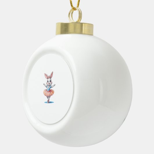 Schattige Uniek & Modern Bunny Rabbit Ballet & Bal Keramische Bal Ornament (Rechts)