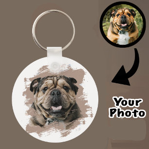 Schattige unieke Bulldog of jouw foto Grunge hond Sleutelhanger
