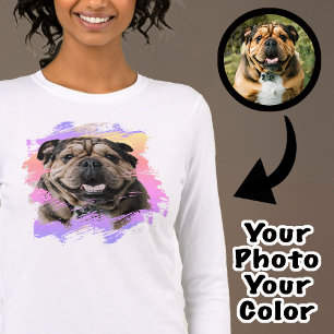 Schattige unieke Bulldog of jouw foto Grunge hond Tri-Blend Shirt