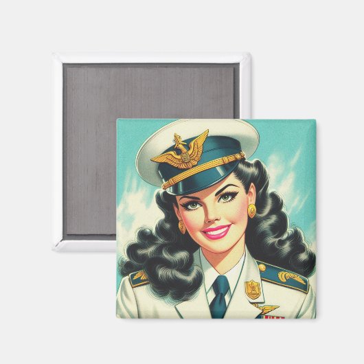 Schattige uniform pin-up magneet (Voorkant / Achterkant)