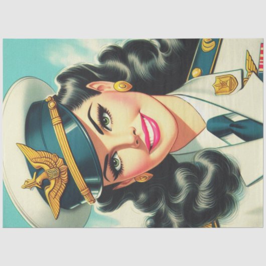 Schattige uniform pin-up tissuepapier (Voorkant)