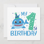 schattige unisex baby haai Eerste verjaardag Kaart (Voorkant)