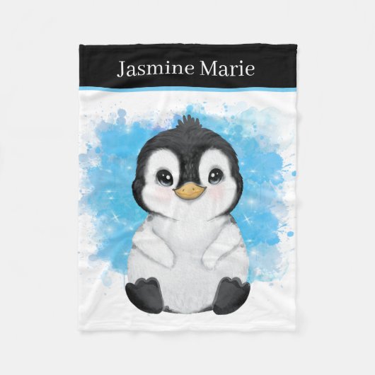 schattige unisex baby pinguïn fleece deken (Voorkant)