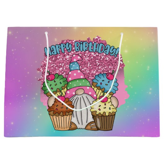 schattige unisex Birthday gnome Groot Cadeauzakje (Voorkant)