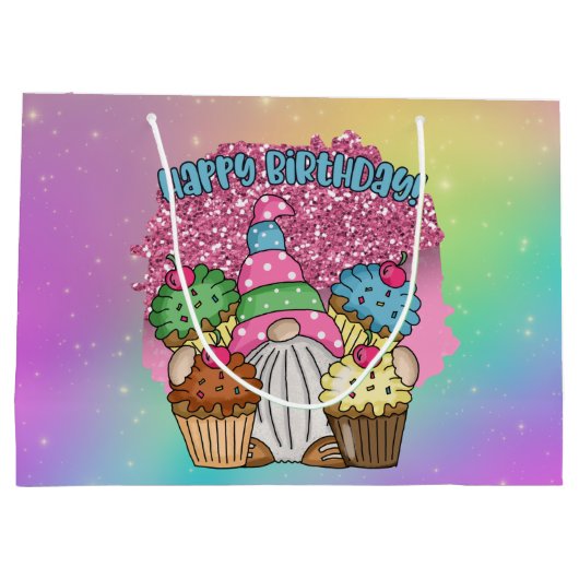 schattige unisex Birthday gnome Groot Cadeauzakje (Achterkant)