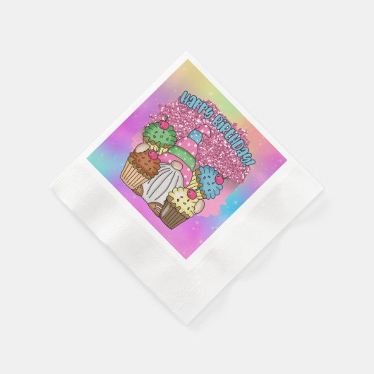 schattige unisex Birthday gnome Servet (Hoek)