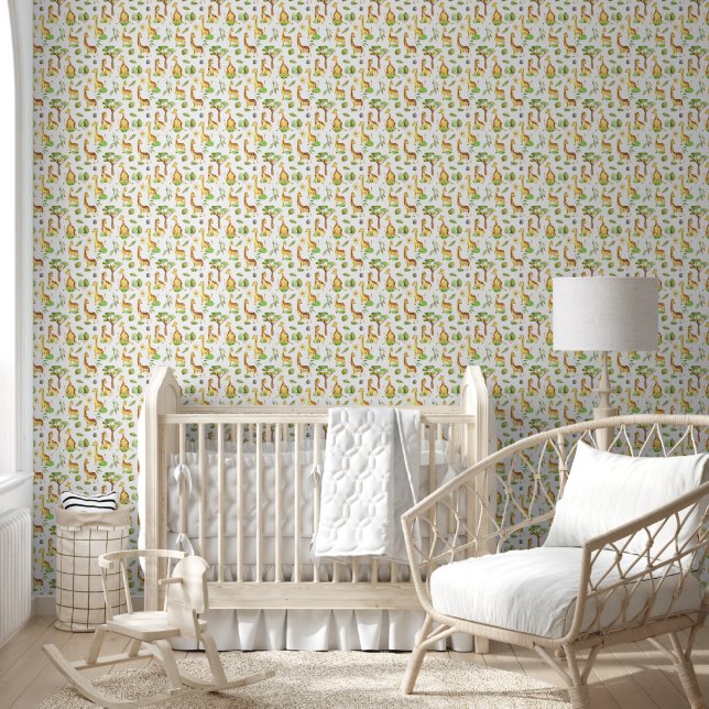 Schattige unisex giraffe tegelpatroon behang (Kinderen)