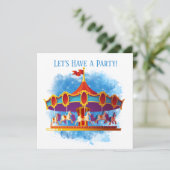 schattige unisex kinder carrousel voegt tekst toe kaart (Staand voorkant)