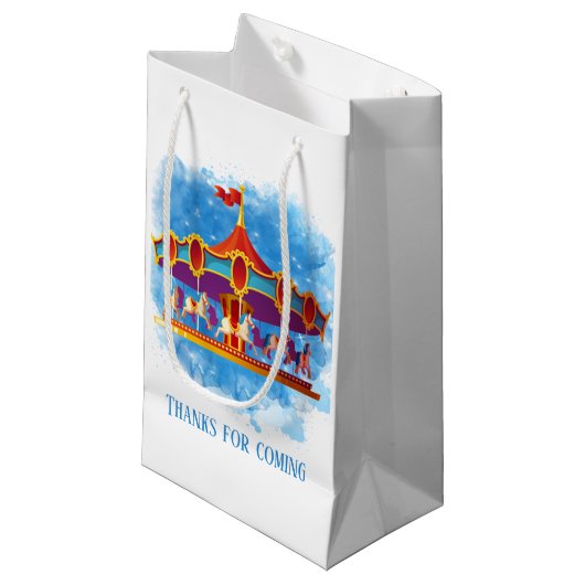 schattige unisex kinder carrousel voegt tekst toe klein cadeauzakje (Voorkant Gekanteld)