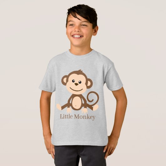 schattige unisex kinder kleine aap voegt tekst T-s T-shirt (Voorkant volledig)