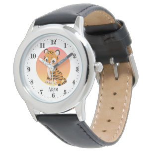schattige unisex kinder tijgerliefhebbers oerwoud horloge