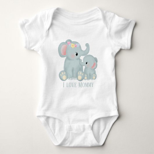schattige unisex mama voegt sms-olifant toe romper (Voorkant)