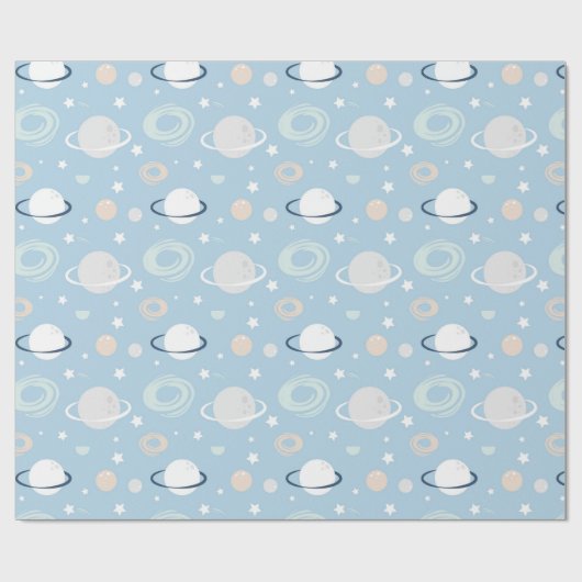 Schattige Universum Planet Baby shower Pattern Cadeaupapier (Vlak)