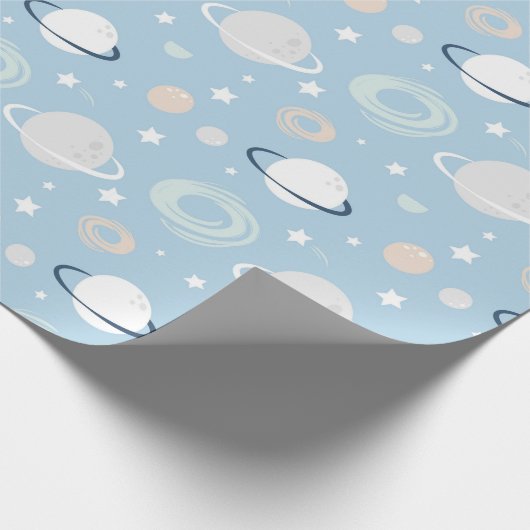 Schattige Universum Planet Baby shower Pattern Cadeaupapier (Hoek)