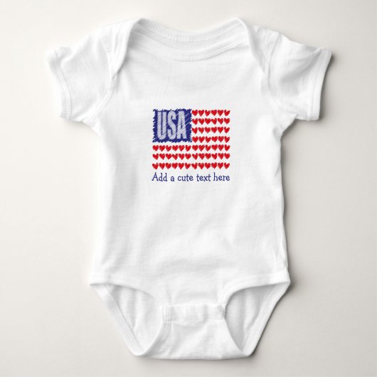 Schattige USA Hearts Flag Custom Romper (Voorkant)
