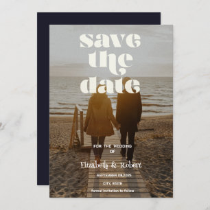 Schattige uw foto & kalligrafie Sla de datum op Save The Date
