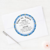 Schattige Uw vs. U bent Spellingregel Ronde Sticker (Envelop)