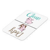 Schattige Vaatwasser Magnet Clean/Dirty Piggies Magneet (Linkerzijde)