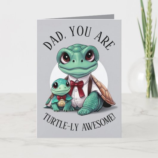 Schattige vader en kind schildpad Vaderdag kaart f (Voorkant)