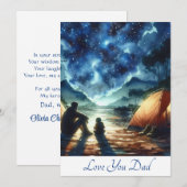 Schattige vader en zoon gaan samen kamperen aquare feestdagenkaart (Voorkant / Achterkant)