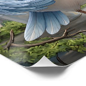 Schattige Vader Vogel & Baby Glanzende Poster (Hoek)