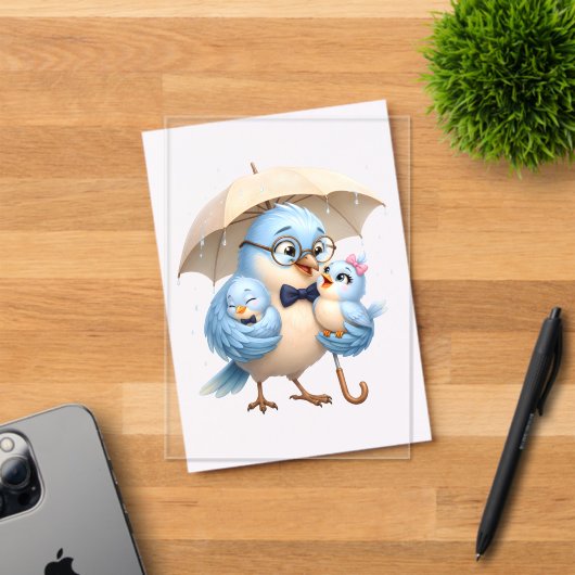 Schattige Vader Vogel Heldere Acryl Uitnodiging (Insitu (Uitnodiging))