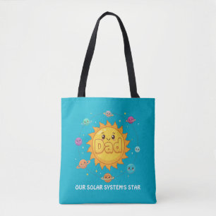 Schattige Vader Zonnestelsel Ster Ruimte Cartoon Tote Bag