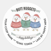 Schattige vakantie BUTT NUGGETS eierdoos label (Voorkant)