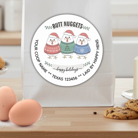 Schattige vakantie BUTT NUGGETS eierdoos label